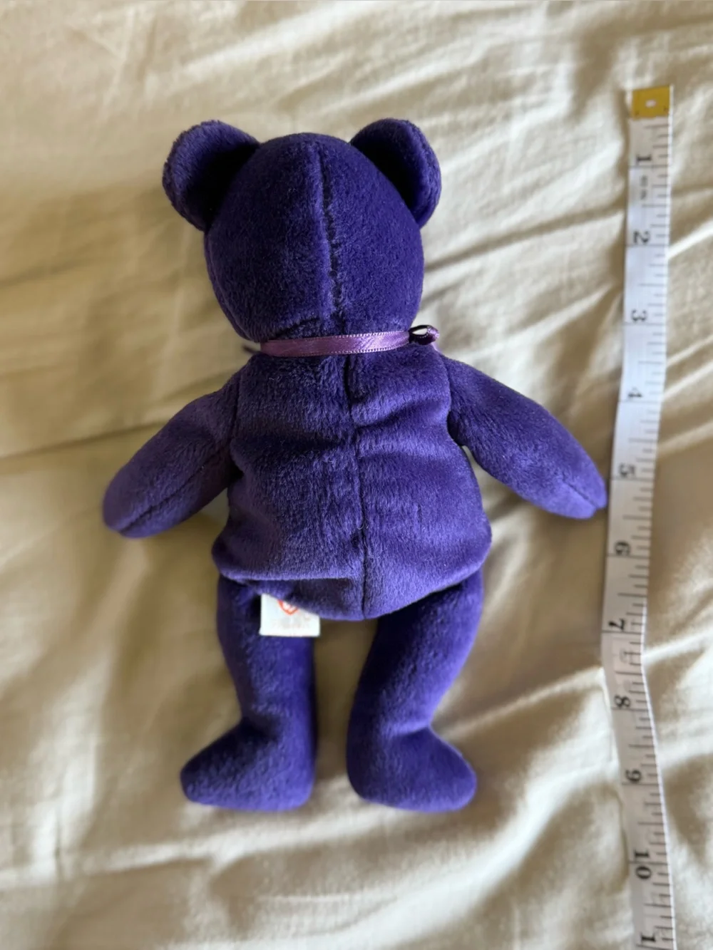 Ty Princess Purple Plush Bear Small Pet Toy with Embroidered Flower